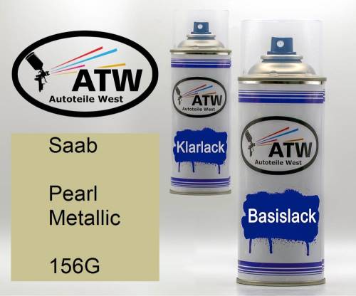 Saab, Pearl Metallic, 156G: 400ml Sprühdose + 400ml Klarlack - Set, von ATW Autoteile West.